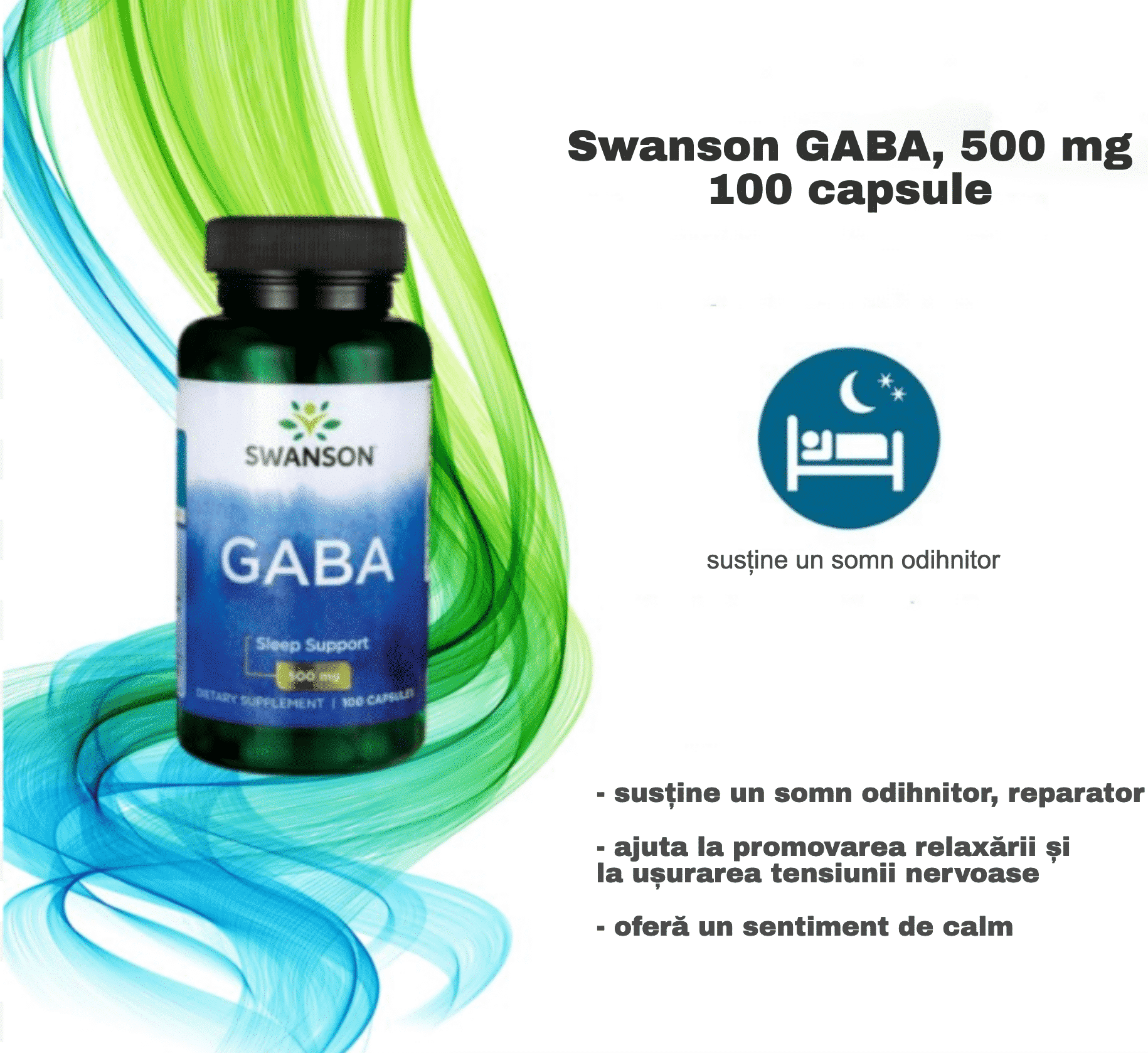 GABA (Acid Gamma-Aminobutiric), 500 mg, 100 capsule - Swanson