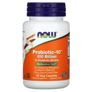 Probiotic-10, 10 tulpini, 100 miliarde – Now