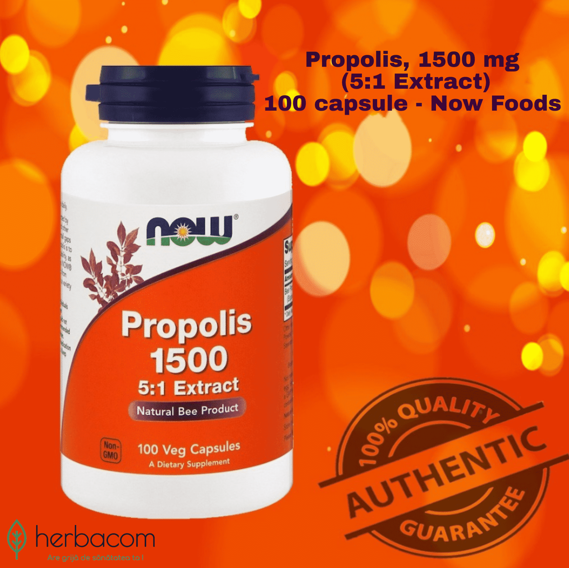 Propolis, 1500 mg capsula (5-1 Extract), 100 capsule - Now Foods prezentare