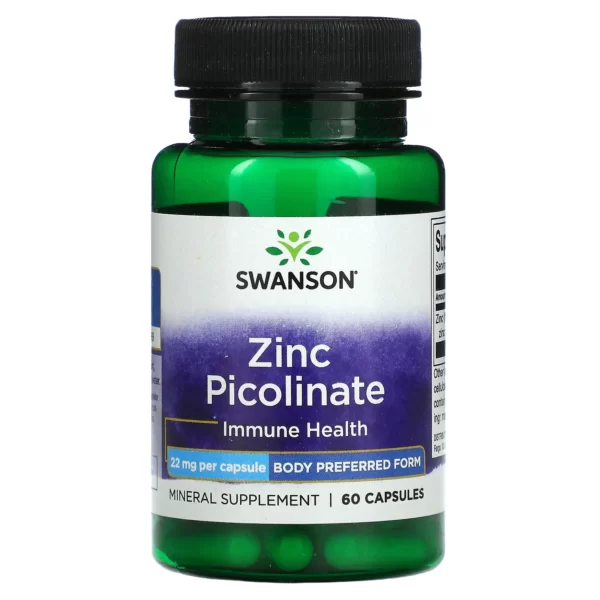 Zinc Picolinat, picolinat de zinc, 22 mg, 60 capsule - Swanson