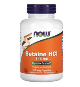 Betaina HCL + Pepsina, 648 mg, Now