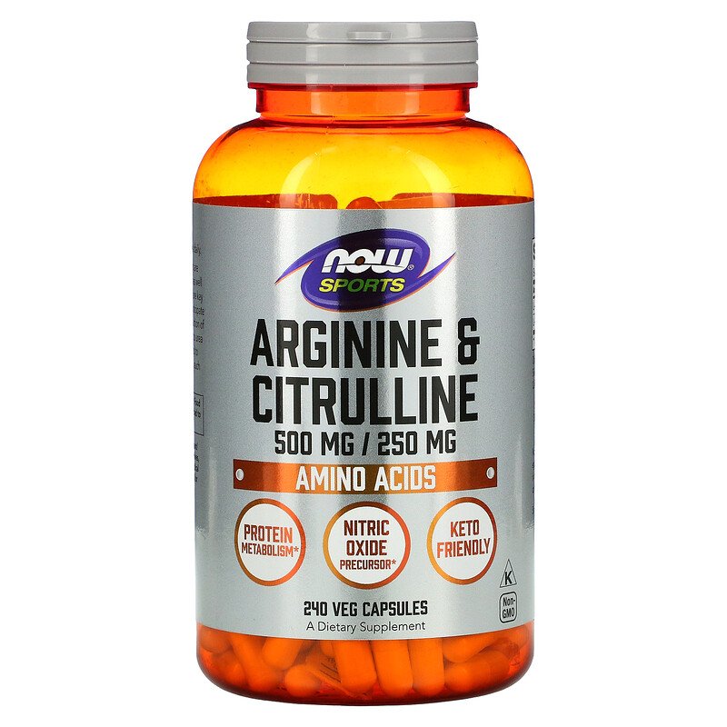 L-Arginina & L-Citrulina (500 mg/250 mg), 240 cps, Now Foods