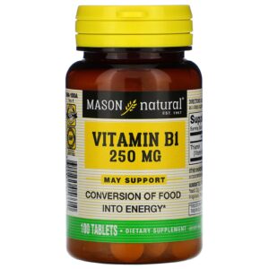 Tiamina (Vitamina B1), 250 mg, 100 tablete, Mason Natural