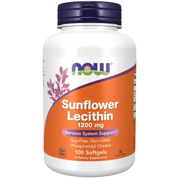 Lecitina de floarea soarelui (Sunflower Lecithin), tripla concentratie, 1200 mg/gelula, 100 gelule