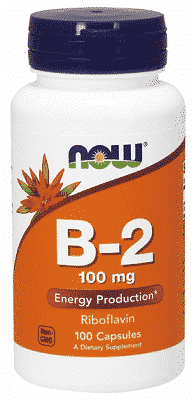 Riboflavina (Vitamina B2), 100 mg, 100 capsule - NOW