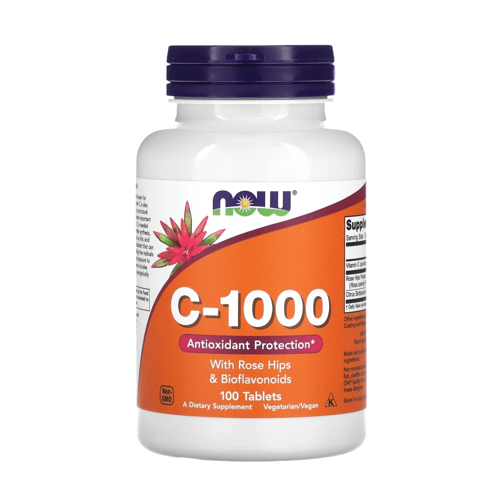 vitamina c cu macese 1000 mg tablete now foods