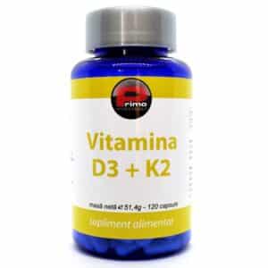 Vitamina D3 + K2 (5000 UI + 200 mcg), 120 cps...